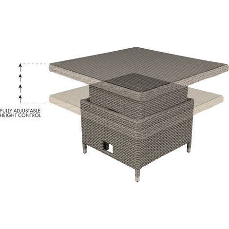 Dellonda DG73 Chester Rattan Wicker Adjustable-Height Outdoor Dining Table (1/5)
