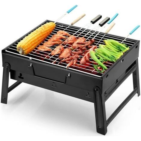 Barbecue charbon,Barbecue Portable Petit Barbecue à Charbon de Table Domestique Pliable avec 2 Barbecue Grille Clip Inox Acier Barbecue Extérieur/Camping/Piquenique