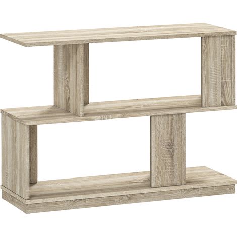Tavolino da Caffè Moderno a S con 3 Ripiani per Soggiorno 90x30x61 cm in MDF Color Legno