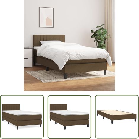 The Living Store Boxspringbett mit Matratze Dunkelbraun 100x200 cm Stoff - Boxspringbett - Doppelbett - Bettenrahmen - Lattenrost - Matratze (1/5)