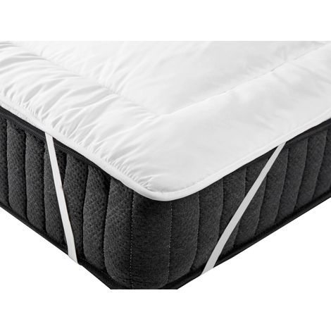 Mattress Topper White Microfibre EU Small Double Size 120 x 200 cm Machine Washable 4 cm Depth AIZKORRI