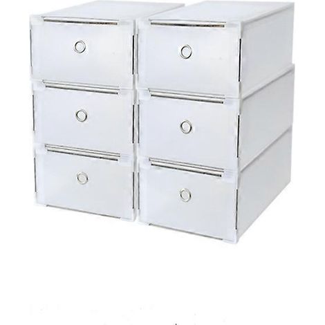 Boîte de rangement à chaussures pliable en plastique transparent à 6 tiroirs, empilable (1/4)