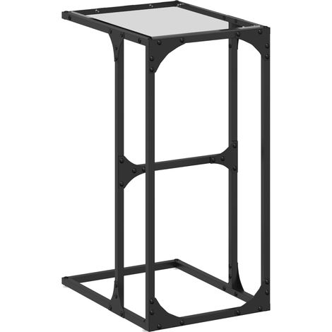 Table d'appoint bout de canapé 40 x 30 x 61,5 cm acier et verre transparent DEC032343