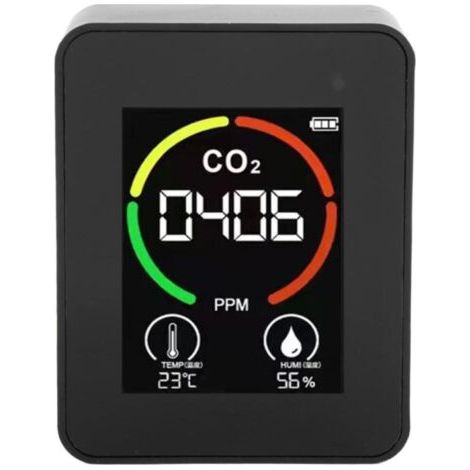 BUNTHAUS Détecteur De CO2, Moniteur De Qualité De L'air Intérieur, Compteur De CO2, Détecteur De Dioxyde De Carbone Portable, Thermomètre Et Hygromètre à Chargement USB pour la Maison, L'école, Le Bur (1/5)