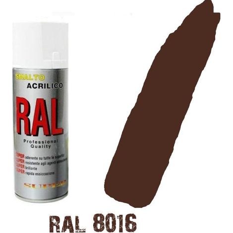 Bomboletta spray marrone mogano ral 8016 acrilico vernice  brillante lucido graf