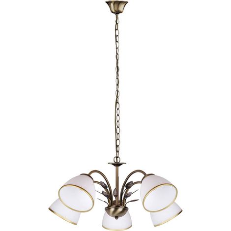 Lampe suspension bronze Aletta verre métallique / blanc Ø60cm H: 97cm (1/4)