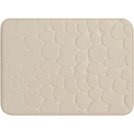 Memory foam bath mat, extra soft and super absorbent, cobblestone pattern, machine washable (40 x 60 cm, khaki)
