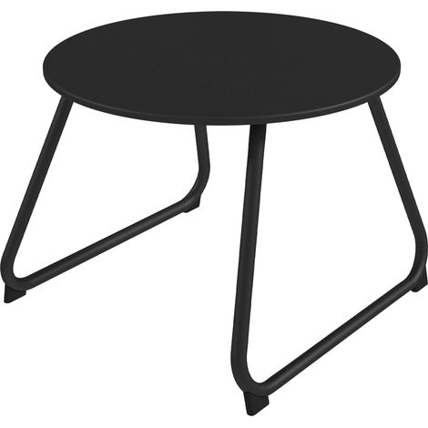 Schwarzer Metall-Gartentisch Ø48x37 cm, verstellbare Beine