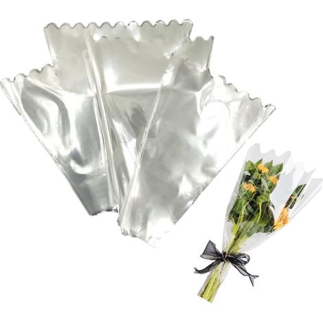 Lot de 100 sacs d'emballage transparents pour bouquet de pochettes transparentes pour bouquets de fleurs, fournitures d'arrangement floral séchées (1/5)