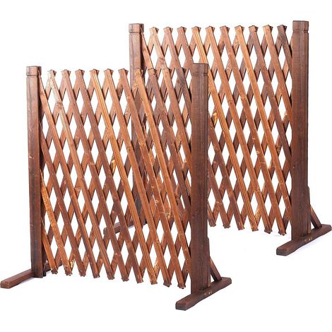 Lot de 2 panneaux de treillis de jardin extensibles en bois de 34 à 160 cm de large pour clôture de jardin, terrasse, pelouse, animaux domestiques (1/5)
