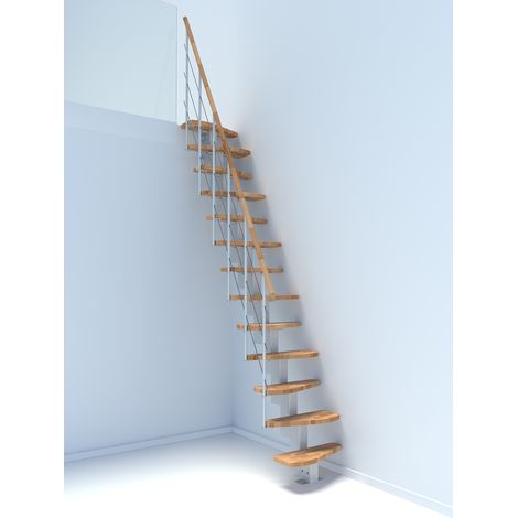 Minka Mittelholmtreppe Quatro 38 - 298cm Geschosshöhe Buche Weiß