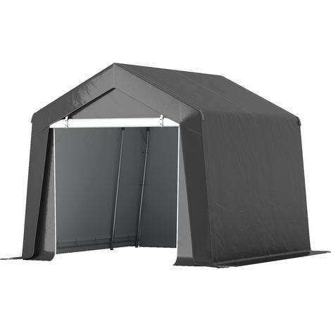 3x3 m wasserdichtes Faltcarport-Zelt/Garagenüberdachung mit aufrollbarem Tor, Belüftungsfenster, verstärkten Kanten, Dunkelgrau