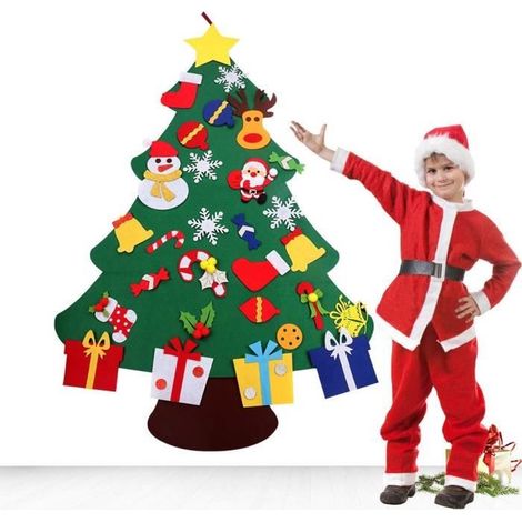Décorations en sapin de Noël en feutre serties d\'ornements - Double piqué- Tenture murale - Fait à la main 30 pièces de Noël détacha (1/4)