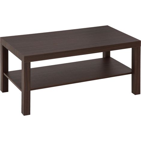 Table basse rectangulaire classique avec étagère de rangement en bois 90×45×44,5 cm idéal pour salon, chambre à coucher ou bureau en bois massif solide et élégant