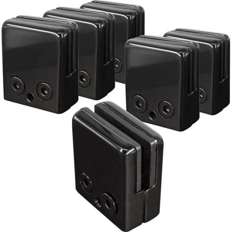 6pcs Pinces En Verre Noir 8-10mm,Acier Inoxydable 304 Clips En Verre RéGlables Support En Verre à Dos Plat Pour Balustrade Escalier Main Courante, Pinces à Verre Clip Grip Holder