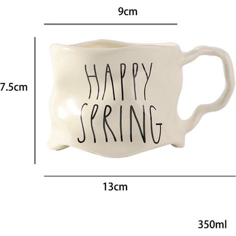 (Format Lettre (Blanc) 301-400 ml) 1 Mug en céramique créatif, Mug en céramique robuste au design irrégulier pour couples