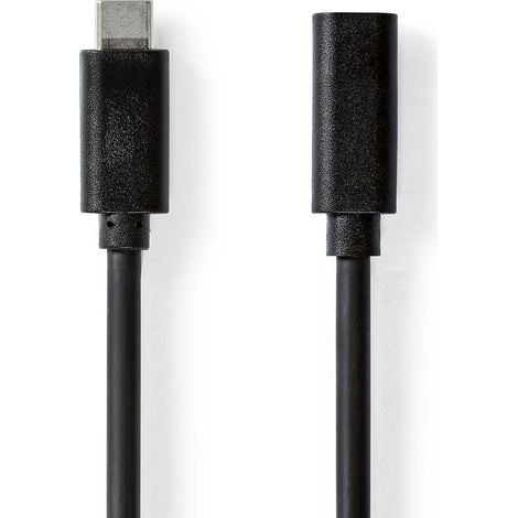 Cable usb usb 32 generacion 1 usb c macho usb c hembra 60w 4k60hz 5 gbps niquelado 200 metros redondo pvc negro etiqueta
