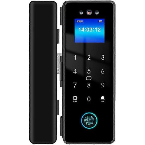 Serrure de porte en verre intelligente WiFi avec reconnaissance faciale 3D, identification biométrique, déverrouillage par empreinte digitale électronique, déverrouillage par carte à puce 13,56 MHz. (1/5)