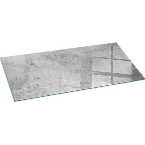 Plaque en verre trempé pour cheminée protection contre les braises et étincelles Texture de béton brut 125x50 cm (1/5)