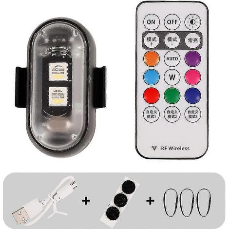 Feu de signalisation LED RGB 7 couleurs pour moto, feu de sécurité universel, mini lampe de signalisation pour drone avec télécommande et lumière stroboscopique. (1/4)