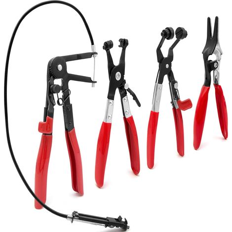 Set di 4 pinze per fascette stringitubo per autoveicoli per la rimozione e l'installazione delle fascette stringitubo