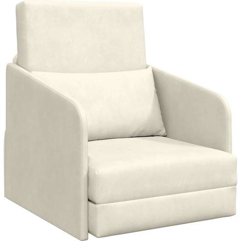 Divano letto Crema 65 x 80 x 83 cm Velluto vidaXL (1/5)