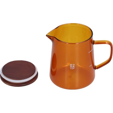 Cafetière/bouilloire de 500 ml résistante à la chaleur avec couvercle en bois, marron, idéale pour la maison et le bureau. (1/5)