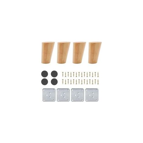 Ensemble de 4 Pieds de Meubles en Bois Massif de 8 cm - JINFGERNE - Pieds de Rechange Idéaux pour Canapé, Table Basse, Armoire et Meuble TV avec Accessoires Inclus