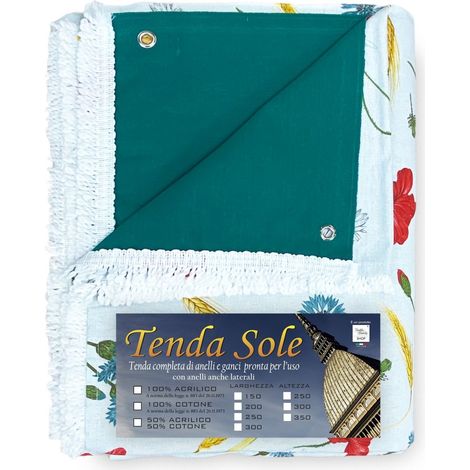 TENDA SOLE da esterno GIARDINO stampata PAPAVERI confezionata Cm. 300x300