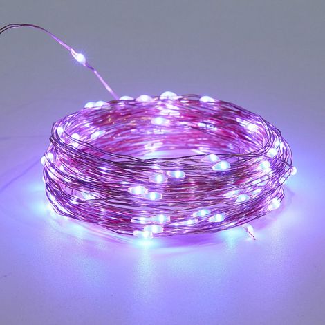 [2 pièces] Lampe solaire en fil de cuivre, 22 mètres, 200 LED, 8 modes (couleur : violet) (1/4)