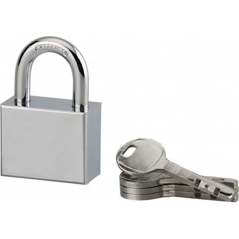 Cadenas à clé rectangulaire Disk, chantier, 40mm, anse acier cémenté nickelé, 4 clés - SP