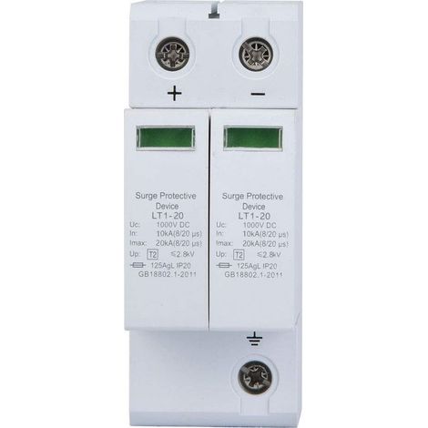 ,Parafoudre DC, 1000V Surge Protector Ménage Parafoudre photovoltaïque Dispositif de Protection contre les Surtensions (2P 40KA) (1/5)