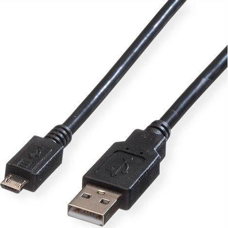 ROLINE 11.02.8752 cavo USB 1,8 m USB 2.0 USB A Micro-USB B Nero (1/5)