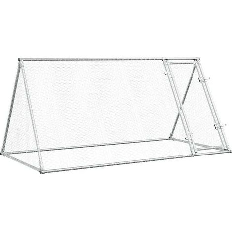 Poulailler argenté, 200x105x91 cm, acier galvanisé.