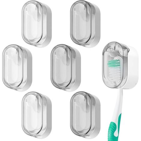 Set mit 6 wasser- und staubdichten Haltern für elektrische Zahnbürsten, kein Bohren erforderlich, klein und tragbar, für das Familienbad oder das Hotel (1/4)