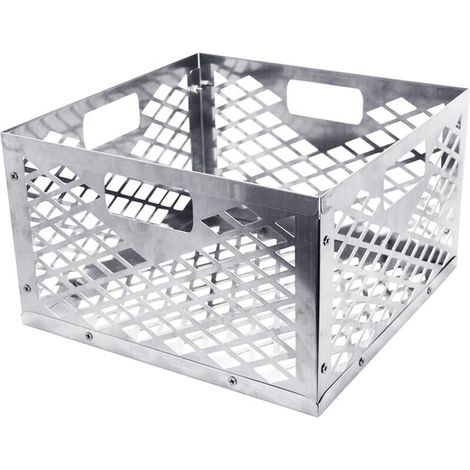 Großer Kohlekorb aus Edelstahl für Gas- und Holzkohlegrills. Optimale Luftzirkulation. Mit Tragegriff.