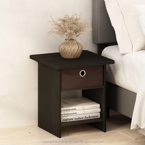 Table de Chevet, Table de Chevet Carrée avec Coins Arrondis et Bac de Rangement, Table d'Appoint avec Étagère de Rangement, pour Chambre, Salon, Espresso (1/5)