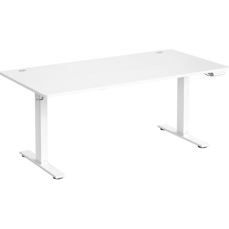 Bureau Assis-debout, Réglable en hauteur, 160 x 80 cm, avec Port USB-C, Fonction Mémoire 3 Hauteurs, Blanc (1/5)