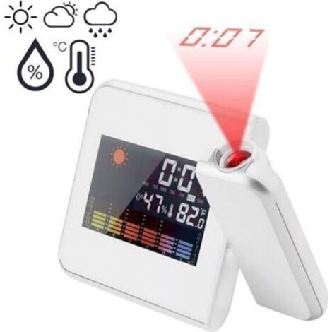 Projection Alarm Clock White Weather Display with LED Backlight (1/4)