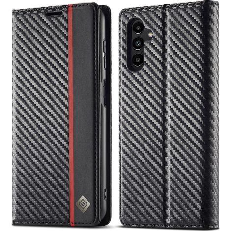 Étui à rabat pour Samsung Galaxy A36 5G, Carbone LC.imeeke, Noir (1/5)