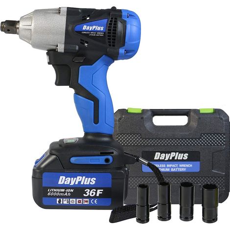 Cordless Impact Wrench 1/2 inch Driver 18V 420N.m High Torque with Socket Set 14mm 17mm 19mm 22mm, with Battery 6000mAh Li-Ion 3200rpm Variable Speed, with Carry Box (1/5)