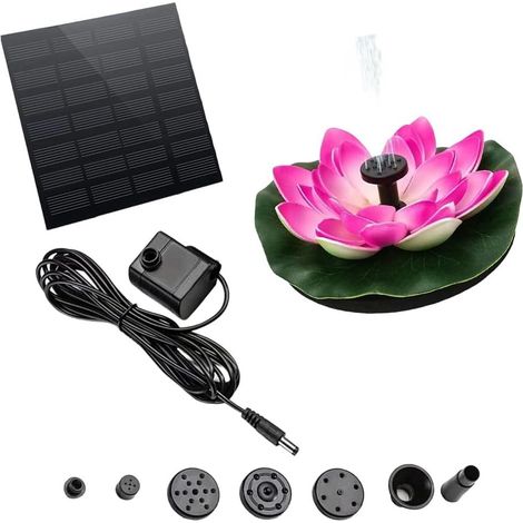 Pompe à eau solaire Lotus pour bassin de jardin, piscine, bain d'oiseaux, fontaine, avec buses à débit réglable (2)