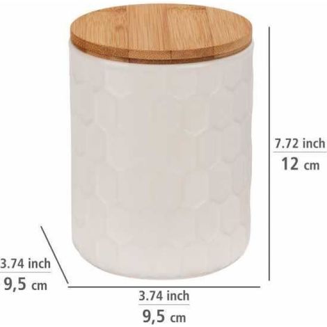 Boîte de conservation Maya 400ml, céramique blanche haute qualité avec structure de tissage, lavable au lave-vaisselle, couvercle (1/4)