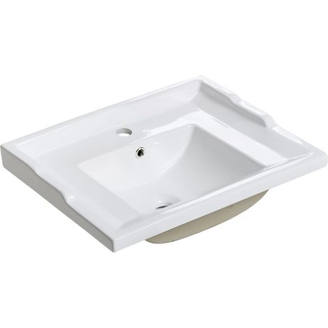 Einbauwaschbecken VICTORIA 60 cm in glänzend weißer Keramik
