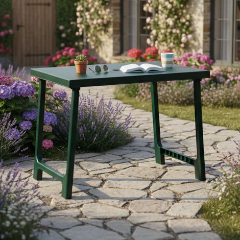 Mesa de Exterior Beechwood, 6 Plazas, Mesa Fija Rectangular Made in Italy, Longitud Máxima 81 cm, 81x56x63h cm Verde (1/3)