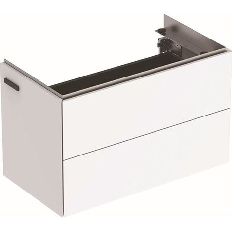 Meuble bas pour lavabo Geberit ONE,avec deux tiroirs, compact: Largeur 74.5cm, Hauteur 46.5cm, Profondeur 39.5cm, Blanc / Laqué ultra-brillant