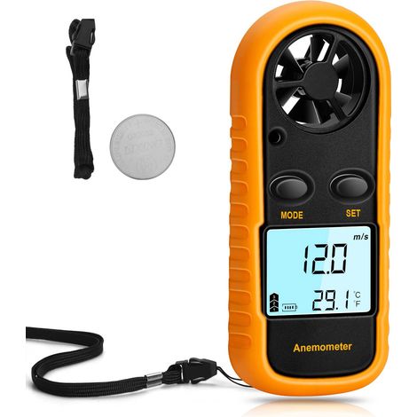 Anemometro portatile, mini misuratore di flusso d'aria e termometro — Supporta la misurazione della velocità del vento in mph, m/s,km/h, ft/min e nodi (1/5)