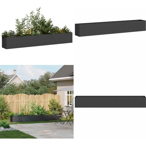 vidaXL Jardinière noir 280x40x40 cm acier laminé à froid (1/5)