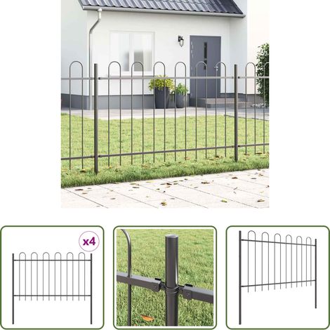 Gartenzaunpanel - Gartenzaun 4 pcs Grau 6,8 x 0,8 m Pulverbeschichteter Stahl (1/5)