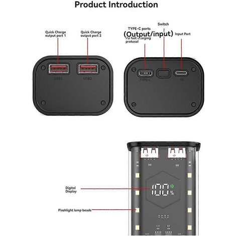 21700 DIY Powerbank-Gehäuse mit LED-Bildschirm und Akkuaufbewahrung B-- (1/5)